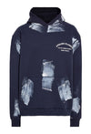 Atelier Hoodie With Paint Stains In Navy